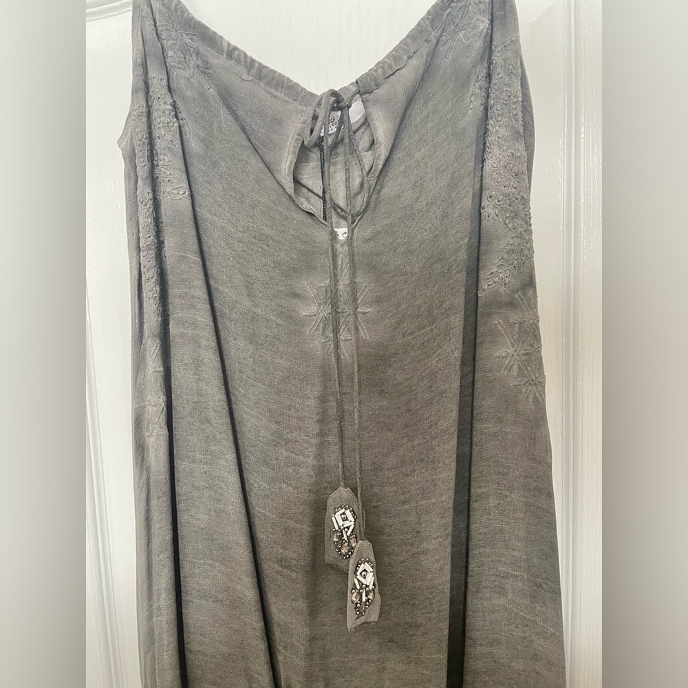 MNG by Mango distressed grey maxi dress size 6 with ties NWT πHost Pick x2π - Picture 4 of 6